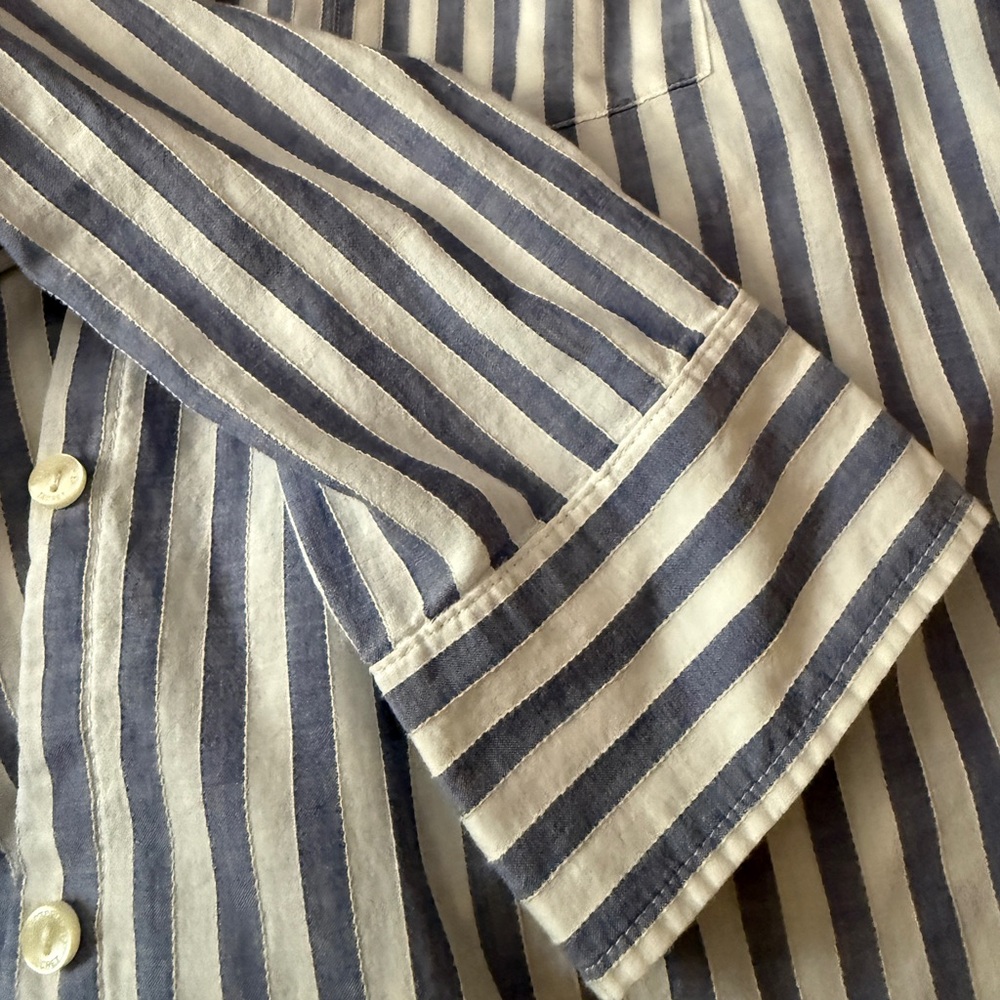 VICTORIA'S SECRET WHITE BLUE STRIPED COTTON BUTTON -DOWN SLEEPSHIRT - Picture 5 of 10